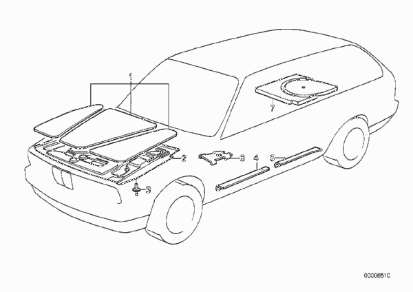 звукоизоляция для BMW E30 316i M40 (схема запчастей)
