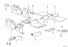 Звукоизоляция Пд для BMW E12 535i M30 (схема запасных частей)