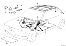 звукоизоляция для BMW E30 318i M10 (схема запасных частей)