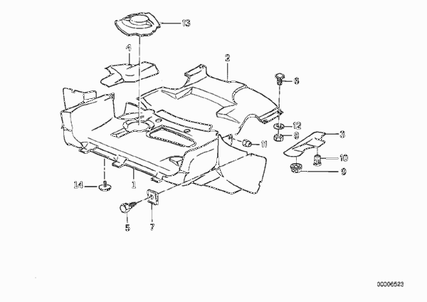 Экран моторного отсека/воздуховода для BMW E30 324td M21 (схема запчастей)
