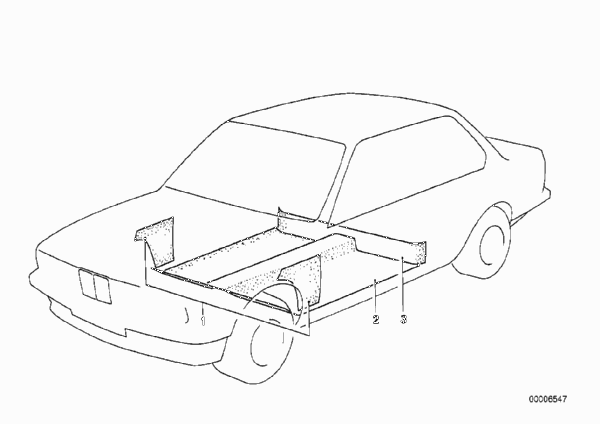 облицовка днища для BMW E28 518i M10 (схема запчастей)