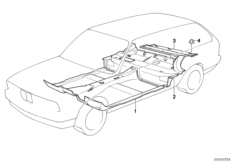 облицовка днища для BMW E30 316i M40 (схема запасных частей)