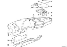 Облицовка панели приборов/НПБ пер.пасс. для BMW E32 735i M30 (схема запасных частей)