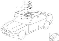 Потолок / поручень для BMW E36 M3 3.2 S50 (схема запасных частей)