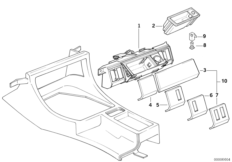 Отделение с пепельницей Пд для BMW E32 730i M30 (схема запасных частей)