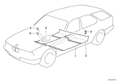 облицовка днища для BMW E34 540i M60 (схема запасных частей)