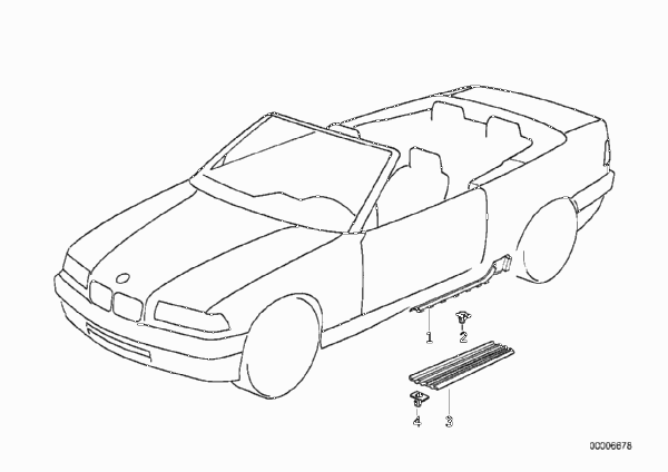 Накладка порога для BMW E36 323i M52 (схема запчастей)