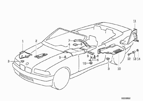 Теплоизоляция для BMW E36 323i M52 (схема запчастей)