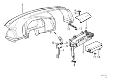 Облицовка панели приборов/НПБ пер.пасс. для BMW E36 325i M50 (схема запасных частей)