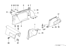 Обшивка багажного отделения для BMW E34 518i M40 (схема запасных частей)