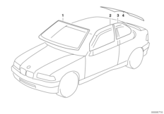 Остекление для BMW E36 318ti M42 (схема запасных частей)