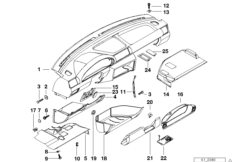 облицовка панели приборов для BMW E36 318ti M44 (схема запасных частей)