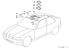 Потолок / поручень для BMW E36 323ti M52 (схема запасных частей)