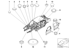 Пробки/заглушки для BMW E38 750i M73 (схема запасных частей)