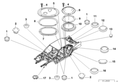 Пробки/заглушки для BMW E38 L7 M73N (схема запасных частей)