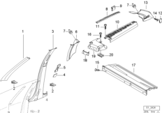 Облицовка стойки A / B / C / D для BMW E36 325tds M51 (схема запасных частей)