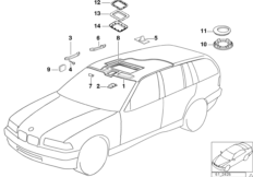 Потолок / поручень для BMW E36 328i M52 (схема запасных частей)