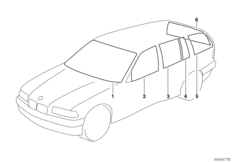 Остекление для BMW E36 318tds M41 (схема запасных частей)