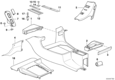 отделение для мелких вещей для BMW E34 530i M30 (схема запасных частей)