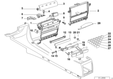 Функциональный кронштейн центр.консоли для BMW E38 L7 M73 (схема запасных частей)