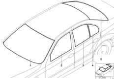 Остекление для BMW E39 530d M57 (схема запасных частей)