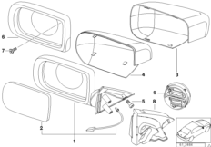 наружное зеркало заднего вида для BMW E39 523i M52 (схема запасных частей)