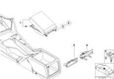 Доп.элементы центральной консоли Зд для BMW E39 528i M52 (схема запасных частей)