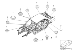 Пробки/заглушки для BMW E39 528i M52 (схема запасных частей)