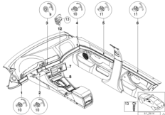 Декорат.накл./планки пласт.окраш.(cubic) для BMW E39 520i M54 (схема запасных частей)