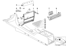 Функциональный кронштейн центр.консоли для BMW E38 750iLS M73N (схема запасных частей)