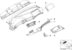 Доп.элементы панели приборов для BMW E39 540i M62 (схема запасных частей)