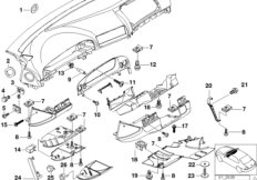 Доп.элементы панели приборов для BMW E39 520i M52 (схема запасных частей)
