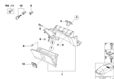 вещевой ящик для BMW Z3 Z3 M3.2 S54 (схема запасных частей)