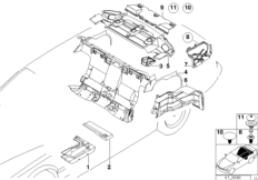 Звукоизоляция Зд для BMW E38 750iLS M73N (схема запасных частей)