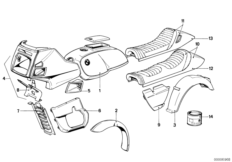 Окрашенные детали 553 dunkel-rot для BMW 2474 R 100 RT 0 (схема запасных частей)