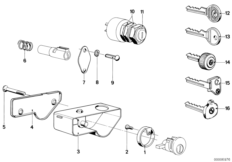 Дополнительные элементы комплекта замка для BMW 2476 R75/5 0 (схема запасных частей)