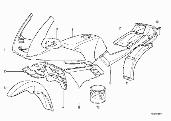 Окрашенные детали 616 columbia-silber для BMW K589 K 100 RS 83 (0502,0503,0513) 0 (схема запчастей)