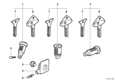 Цилиндр замка/ключ/код для BMW R28 R 1150 R Rockster (0308,0318) 0 (схема запасных частей)