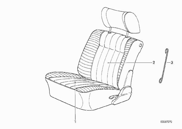Обивка подушки сиденья Пд для BMW E34 525i M50 (схема запчастей)