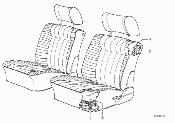 Пружинный каркас подушки сиденья П для BMW E30 323i M20 (схема запчастей)
