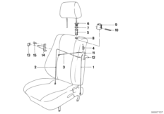 Сиденье Пд механизм разблокировки для BMW E30 320i M20 (схема запасных частей)
