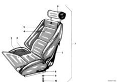 спортивное сиденье BMW для BMW E12 520 M10 (схема запасных частей)