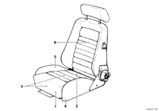 Обивка спортивного сиденья Recaro для BMW E12 520i M10 (схема запасных частей)