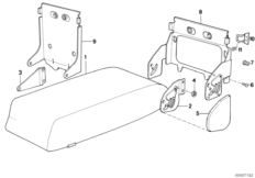 подлокотник под чехол для перевозки лыж для BMW E34 M5 3.8 S38 (схема запасных частей)