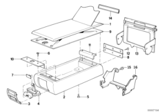 подлокотник Зд для BMW E32 750i M70 (схема запасных частей)