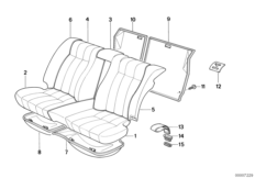 Люк для длинном.предметов/сиденье Зд для BMW E34 520i M50 (схема запасных частей)