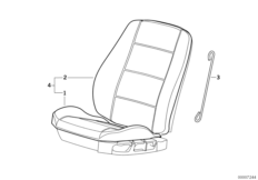 Набивка и обивка передн.сиденья для BMW E36 318i M43 (схема запасных частей)