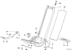 Сиденье Пд каркас спинки для BMW E36 318is M42 (схема запасных частей)