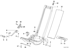 Каркас спорт.сиденья BMW с ручн.приводом для BMW E36 318is M42 (схема запасных частей)