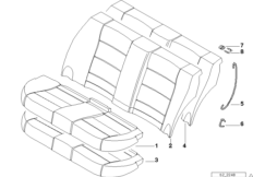 Набивка и обивка базового сиденья Зд для BMW E36 323i M52 (схема запасных частей)